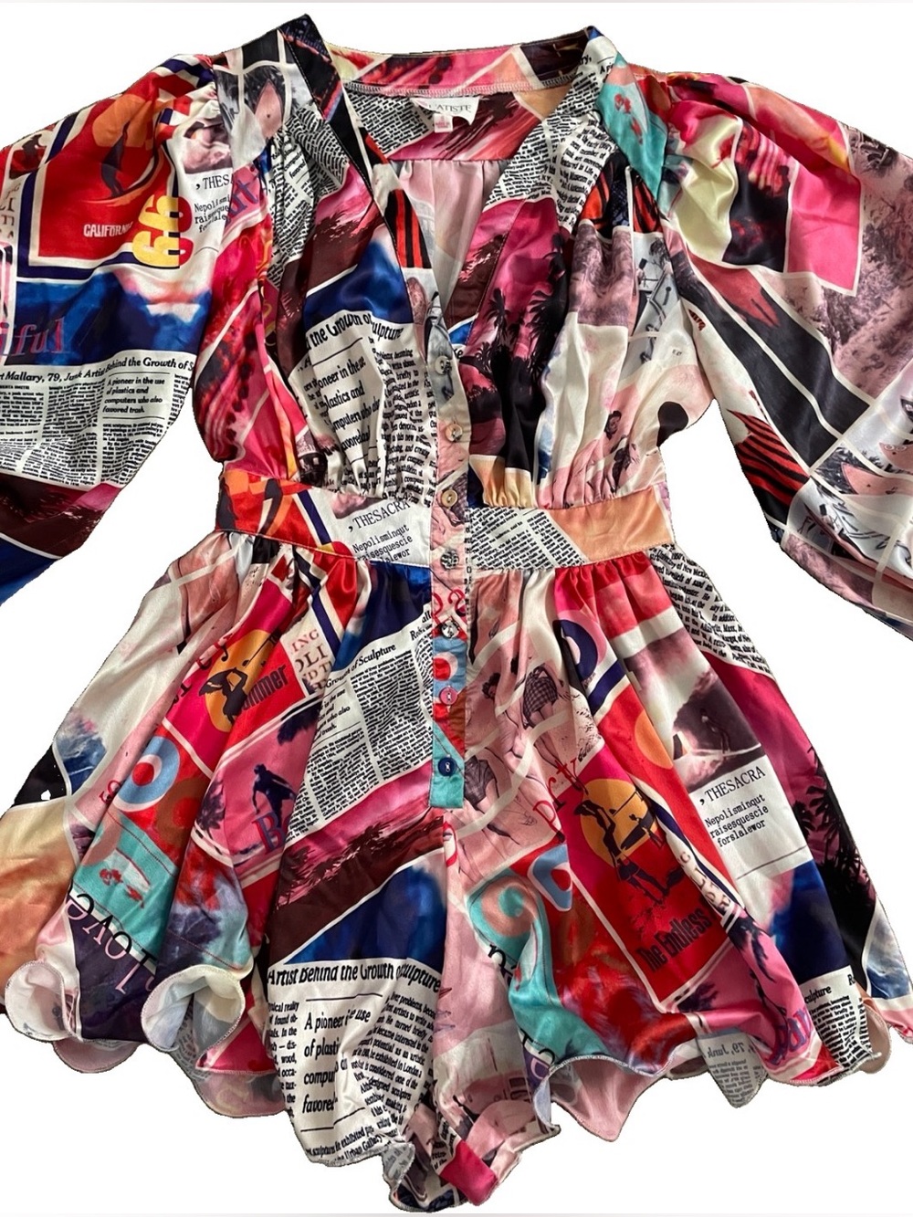 L’ATISTE by AMY Wavelength SURF Retro Poster Print Shorts ROMPER Playsuit Small